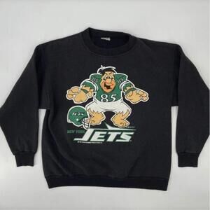 New York Jets Sweater Black Fred Flintstone Nfl Football 90S Sweatshirt